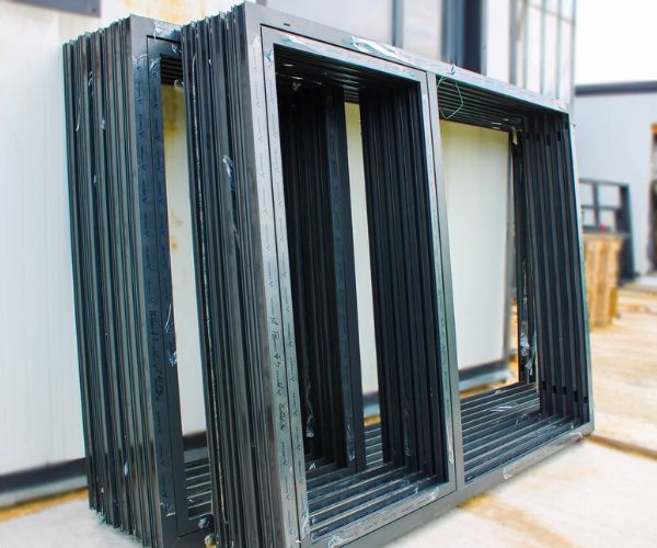 Cadres de fenêtres en aluminium noir Doxar prêts pour l’installation